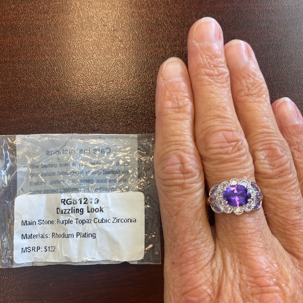 Purple Topaz Cubic Zirconia Ring Bomb Party